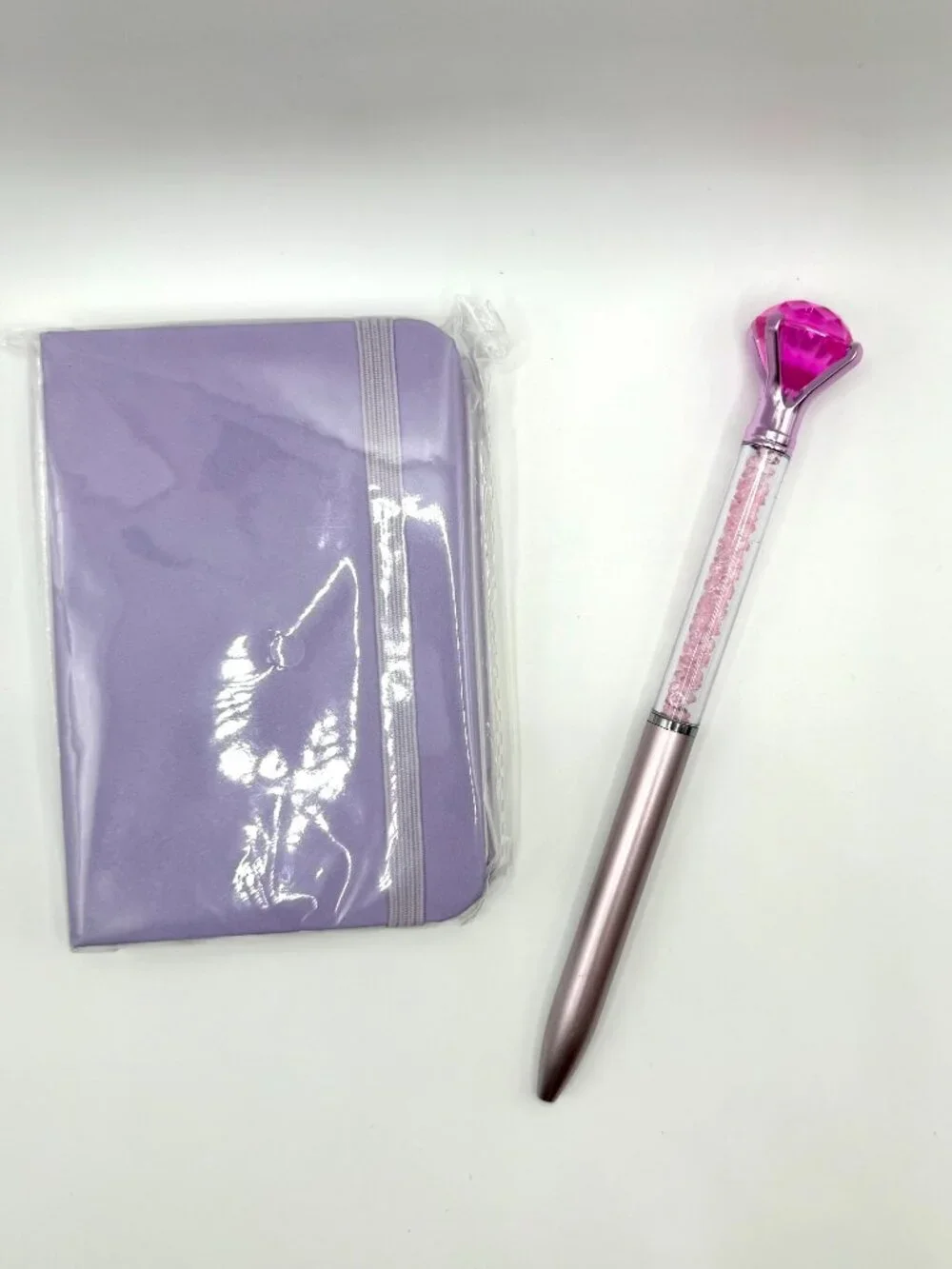 Violet A7 Pocket Notebook & Crystal Diamond Pen Gift Set Journal Planner NEW